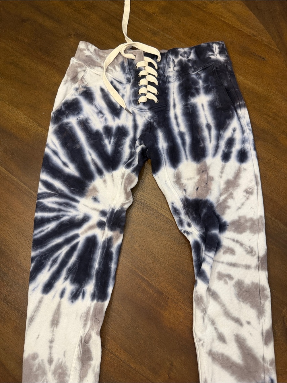 NSF Black and Cream Tie-Dye Lace-Up Joggers